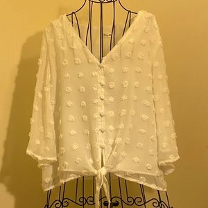 Women’s Blooming Jelly Chiffon Polka Dot Blouse